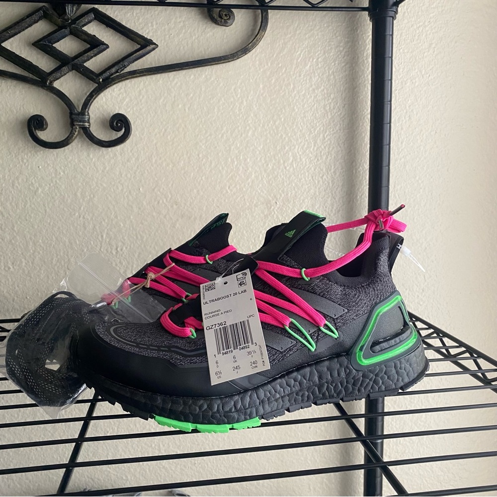 Adidas Ultraboost 20 Lab Explorer 'Night Metallic Lime' Men's Size 6.5 GZ7362